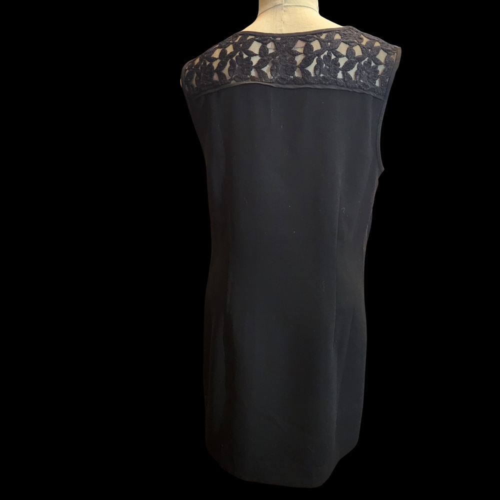LOFT Black Mesh Top with Pink and Yellow Accents - Picture 2 of 3